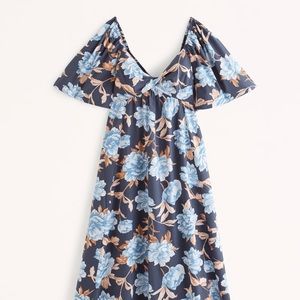 Angel Sleeve Twist-Front Midi Dress